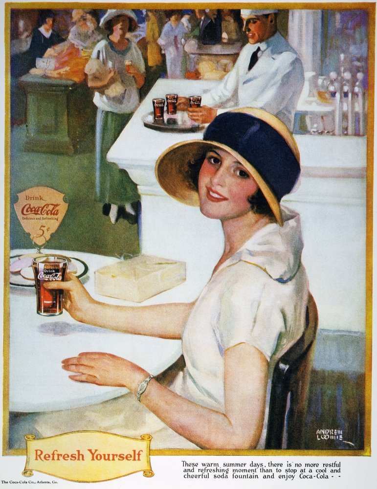 1924年Coca-Cola ヴィンテージ広告の 額装品 Amazon.com: Coca-Cola Ad 1924 NRefresh Yourself Advertisement For